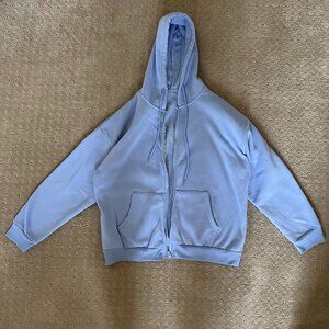 shein light blue hooded zip-up